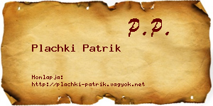 Plachki Patrik névjegykártya